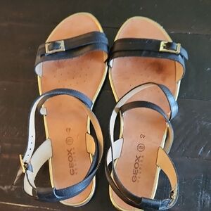 Geox Women's Black and Tan Sandals